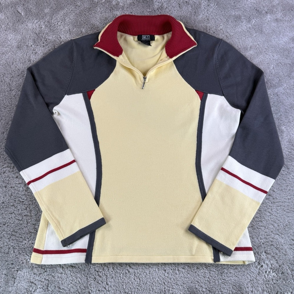 NILS Women's Sportswear Colorblock 1/4 Zip Mid Layer Pullover Sweater Size Large
